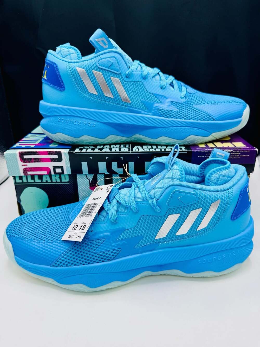 Adidas Dame 8 Young Dolla Size 12 Signal Cyan Basketball Shoes GY6465 New!!